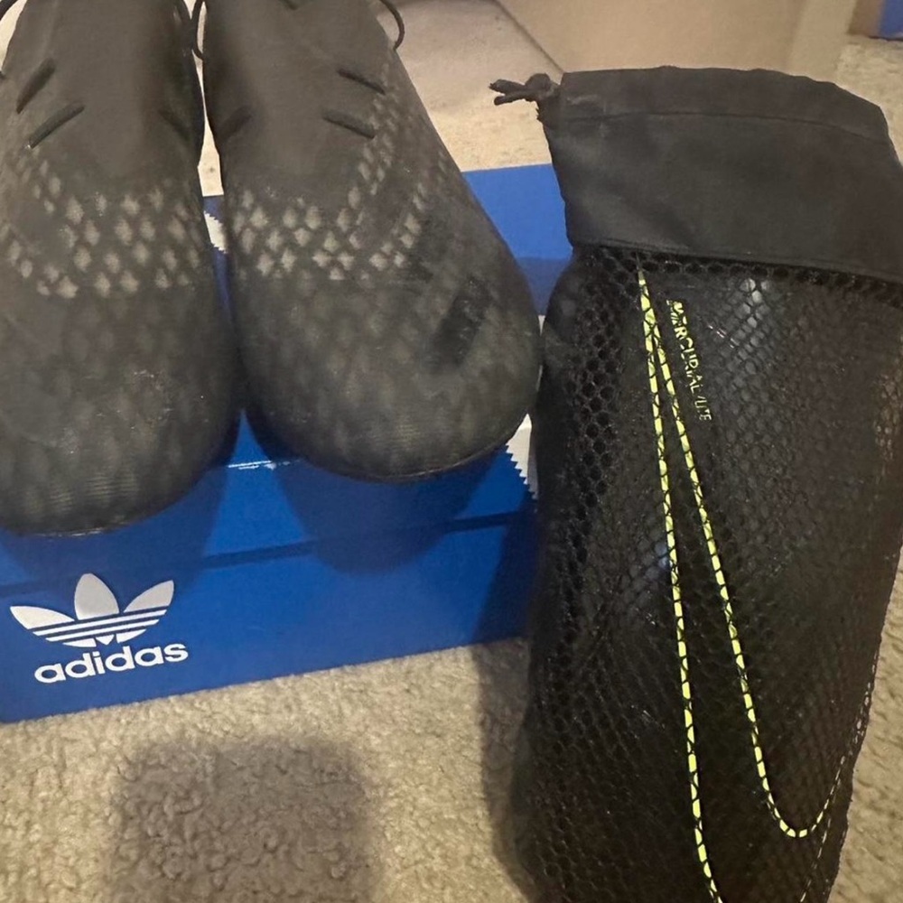 Adidas Black Soccer Cleats with Mesh Bag